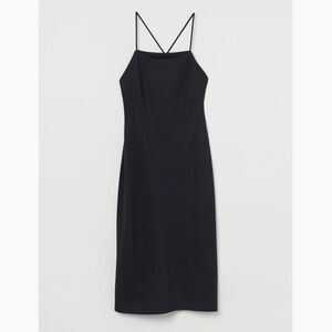 H&M Calf length black dress with shoulder straps M